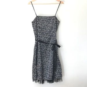 City Triangles Gray Black White Polka Dot Dress Bow Belt Altered to Size 7